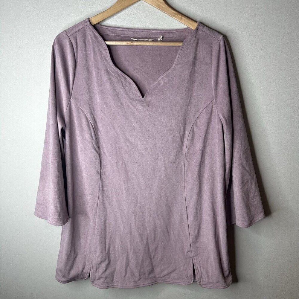 Soft Surroundings Wishing Bell‎ Faux Suede Tunic Top Womens Large Mauve Purple